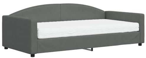 vidaXL Tagesbett, Gästebett mit Matratze, Sofabett Schlafsofa für Schlafzimmer Wohnzimmer, Bettsofa Sofa 2-in-1, Dunkelgrau 100x200cm Stoff
