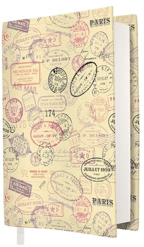 MOSSO - Couverture de livre, Tissu lavable, Impermeable, Protège-livre pour adulte,Cadeau pour les amateurs de livres (TIMBRES - XL)