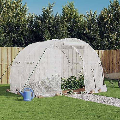 Gecheer Serra da giardino con struttura in acciaio, serre orto serra, terrazza cortile per la coltivazione di piante bianco 6 m² 3x2x2 m