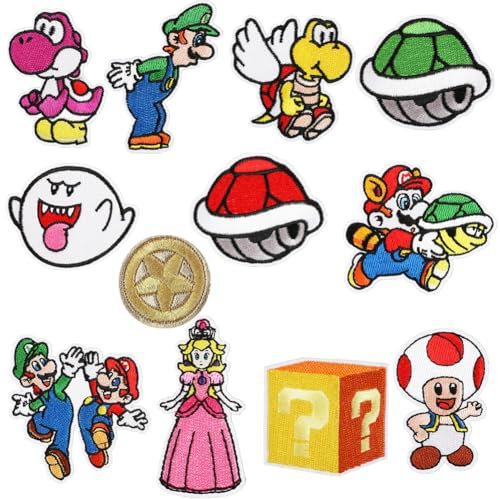 MEZHEN Patches Zum Aufbügeln für Mario Bügelflicken Kinder DIY Aufnäher Applikation Flicken Zum Aufbügeln für Kleidung T-Shirt Jeans Taschen Flicken Patches