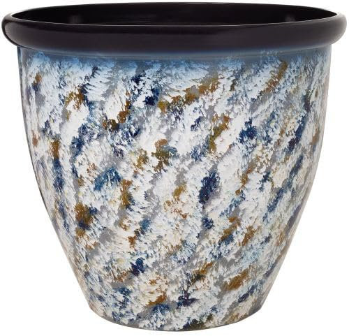 Muddy Hands Extra Large 43 Litre Leaf Splash Plant Pot Outdoor Garden Round Flower Tree Plastic Planter (Diameter: 48cm - Height: 43cm)