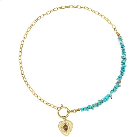Joo&Rind Halskette Gold Damen Stapelbare 18K Vergoldete Edelstahl Seestern Kette Wasserfest Boho Muschelkette Frauen Sommer Schmuck für Geschenk