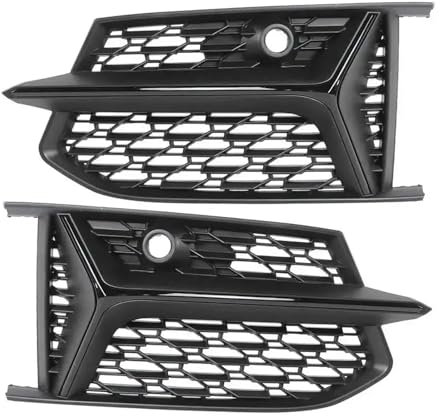 1 Paar glänzende schwarze Waben-Mesh-Nebelscheinwerfer-Abdeckungen, Kühlergrill, kompatibel mit Audi A6 C8 S6 S-Line 2019 2020 (Silber) (schwarz)