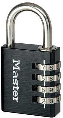 Cadenas MasterLock, 40mm, alu, 3 Chiffres, Noir