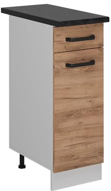 Vicco Küchenunterschrank R-Line, Goldkraft Eiche, 30 cm AP Anthrazit