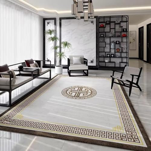 Teppich, chinesisch, rechteckig, groß, weich, Landhausstil, Vintage, Retro, waschbar, Akzentteppich für Esszimmer, Zuhause, Büro, Braun / Beige, 60 x 180 cm