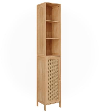 Vicco Badschrank Liora, Badezimmerhochschrank, Bambus, 30 x 170 cm