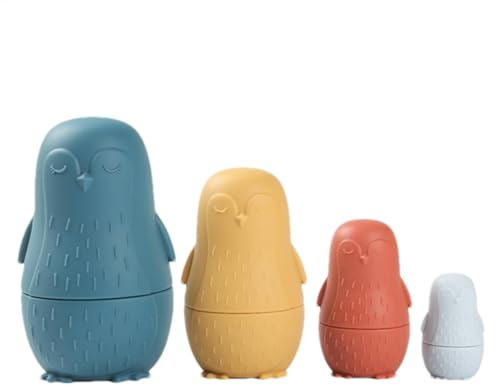 Nest Toys - Russian Nesting Doll | Silicone Nesting Doll, Penguin Shape Stopping Nest Doll | Russian Nest Doll, Silicone Marioshka Doll, Educational Toy for Montessori Kids