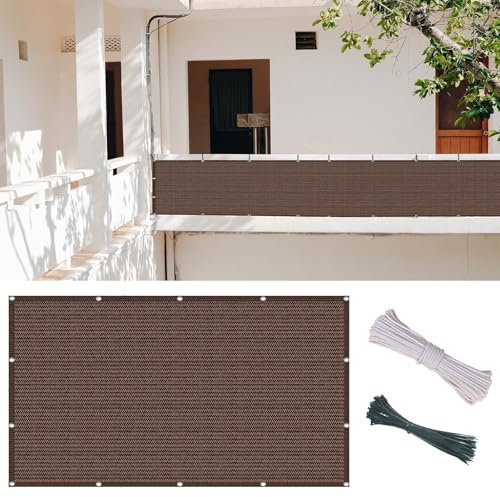 Toile Brise Vue Exterieur 80 x 140 cm Brise-Vue, Filet D'Ombrage, Clôture de Jardin 220 G/M² - 90% d'ombrage - Résistant à La Déchirure, avec Cable Ties, pour Balcon Patio Clôture, Marron