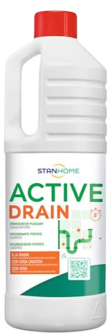 STANHOME - Active Drain Disgorgante Scarichi Bagno, 1000 ml | Adatto a tutti gli scarichi, senza profumo, con soda caustica
