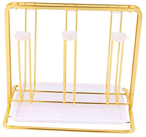 Zerodeko Soporte De Secado De Tazas y Botellas Organizador De Cristalería Hecha De Hierro 6 Ganchos Base Cuadrada Bandeja De Drenaje Antideslizante