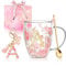 Gifts for Women Glass Coffee Mugs Unique Birthday Gift for Women Her Ladies Espresso Tea Cups Personalised Friendship Wedding Gifts Cute Double Walled Glass Mugs Christmas Pink Stuff Bridesmaid Gift