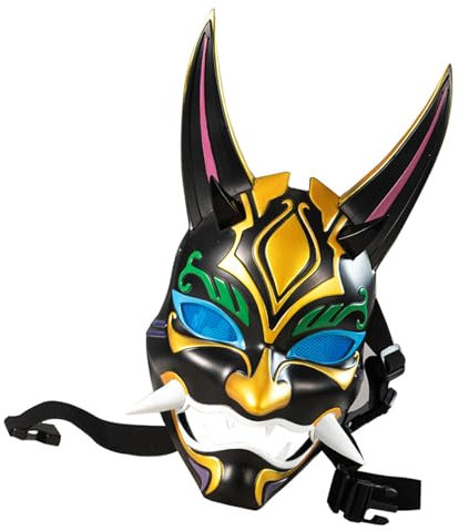 jebyltd Anime Game Abbildung Xiao Maske Leuchten Sie Die Volle Gesichtsmaske Mit Induktionsschalter Handschuh Halloween Genshin Impacts Patronus Maske