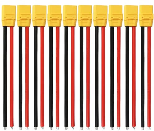 Tosiicop XT90 Stecker Kabel - 5 Paar XT90H Connector Ladekabel Verlängerungskabel mit 150mm 10AWG Silikondraht für RC Lipo Akku FPV Drohne Ferngesteuertes Auto Boot (XT90 Stecker Kabel 10AWG 150mm)