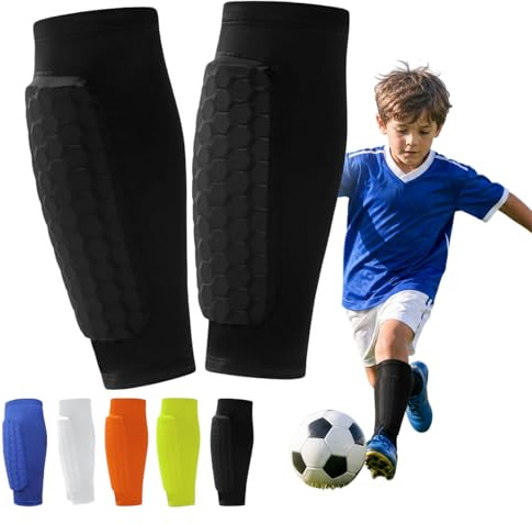 Schienbeinschoner Skifahren, Ski Schienbeinschoner Skifahren, Wadenkompressionsbandage mit Wabenpolstern für Ski Fußball Radfahren Klettern, für Kinder, Jugendliche und Erwachsene (Schwarz, M)