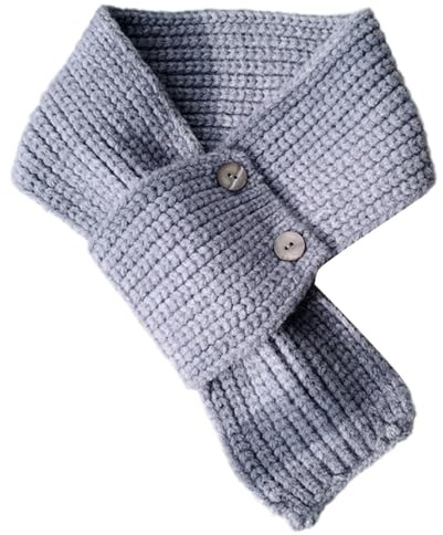 Einfacher gehäkelter Schal mit Knöpfen für Erwachsene und Teenager, bequemer Halstuch, Winter, Herbst, warm, Nackenwickel für Büro, Alltag, Reisen, Outdoor-Schal