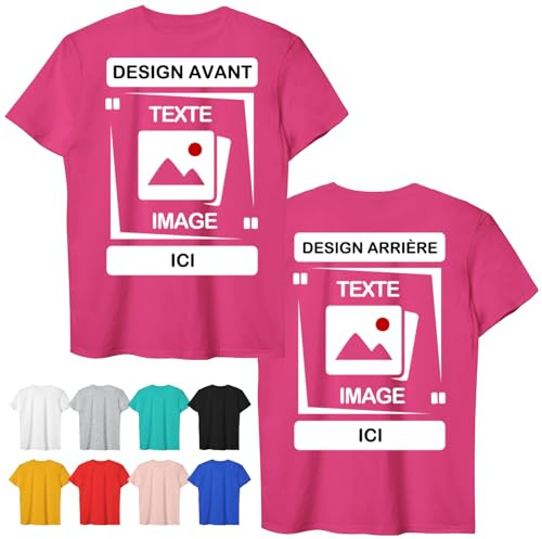 CustomSolo Tee Shirt Personnalisable Recto/Verso - T Shirt Personnalisé avec Photo ou Texte, Cadeau Personnalisé, Tshirt Personnalisé, T-Shirt Personnalisé pour Hommes Femmes Adultes