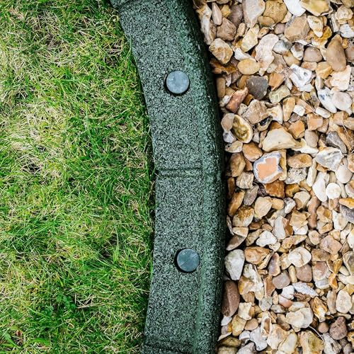 FlexiBorder 4m Grüne Rasenkante - Flexible Garteneinfassung für Grasrasen - Wege - erhöhte Umrandungen - Kunstrasen - 4 x 1 m Länge