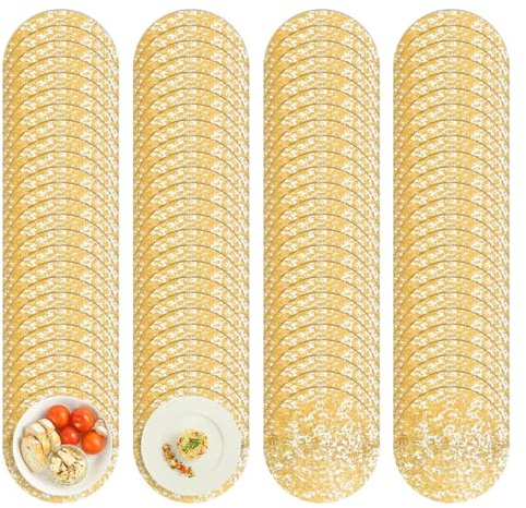 Goldene Tischsets - 100 Stück Lunchservietten Hochzeit Servietten | Untersetzer 33 cm Papier Gold für Hochzeit Geburtstag Restaurant Party Meetings Haus Küche Urlaub | Für Küche Restaurant Ri