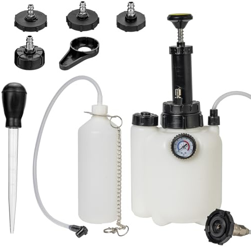 Tzuoen 3L Brake Bleeder Kit, Manual Brake Fluid Bleeder Kit with 1L Waste Bottle and 43.5/45/49.5/50.7mm 4 Master Cylinders Adapters and Fluid Dropper, Suitable for Most Vehicles