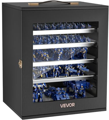 VEVOR Mallette de Rangement pour Figurines Magnétiques Warhammer 40k, Format 2500-3500 Points, Mallette de Transport en Bois pour Collection Miniatures, 5 Plateaux Magnétiques, Figurines Non Incluses