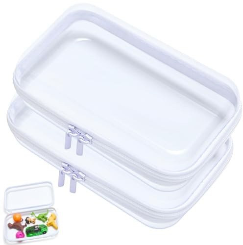 Set di 2 Beauty Case Trasparenti Rigidi con Cerniera – Borsa da Toilette Impermeabile per Viaggio, Donna e Uomo | Pochette Porta Trucchi, Organizer Cosmetici e Accessori, Deposito per Casa o Ufficio