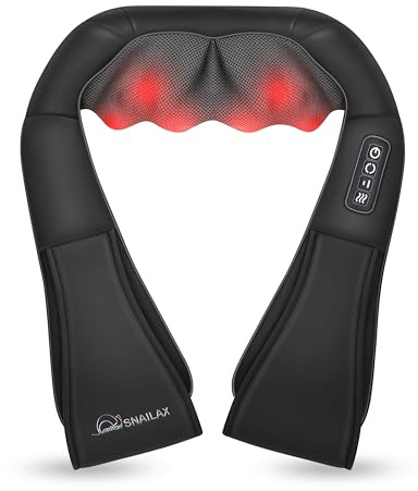 Snailax Shiatsu Neck and Shoulder Massager - Back Massager with Heat, Deep Kneading Electric Massage Pillow for Neck, Back, Shoulder,Foot,Body
