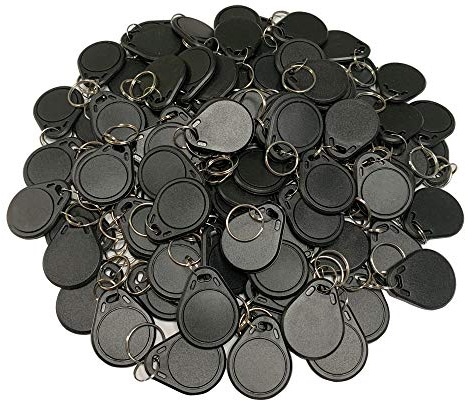 HFeng 13.56MHz RFID Key Fob 1K Chip IC NFC Keyfob Proximity Key Tag Cards Access Control Keychain Token 100pcs Black