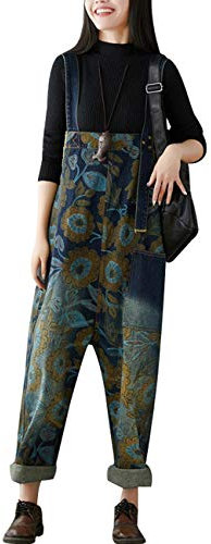 Youlee Donna Pantaloni larghi Denim Salopette tutine Pantaloni Style 23