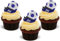 Essbare Kuchendekoration mit Fußballschuhen und Ball, blau, 12 Stück