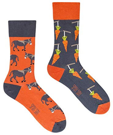 Spox Sox Casual Unisex - des chaussettes colorées coton pour les individualistes - multicolores, drôles, fantaisie, originales chaussettes - amusantes cadeau, 44/46, Âne et carotte