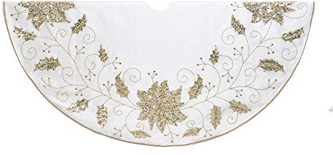 Kurt S. Adler Kurt Adler Falda de árbol de Acebo Marfil de 54 Pulgadas, Blanco, Dorado