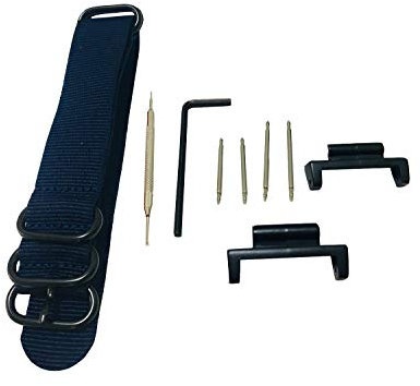 Richie strap] 22mm 5 Ring Nylon Watch Band Strap Metal Adapters Kit for Casio GShock GG-1000 GSG-100 GWG-100 GWG100 GSG100 (Blue)