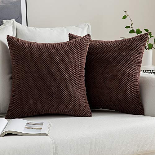 MIULEE 2er Set Kissenbezüge Dekokissen Körnig Dekorativ Kissenbezug Kissenhülle Sofakissen Deko Bezug Weich Zierkissen Kissen für Wohnzimmer Schlafzimmer 45x45cm Kaffee