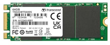 Transcend 64 GB MTS600S M.2 2260 SATA3 SSD, interne Solid-State, kompatibel mit Laptop und PC-Desktop, MLC – TS64GMTS600S
