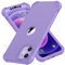 ORETECH for iPhone 12 Case, iPhone 12 Pro Case, with [2 x Tempered Glass Screen Protector] Heavy Duty Protection Silm Hard PC Silicone Rubber Bumper Cover - Purple