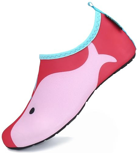 SAGUARO Badeschuhe Kinder Wasserschuhe Jungen Mädchen Schwimmschuhe Schnelltrocknung Strandschuhe Aquaschuhe Leicht Tauchschuhe Neoprenschuhe Surfschuhe Stil:5 Rot, Gr.20/21 EU