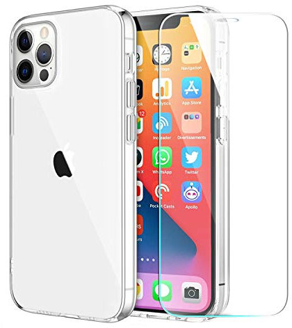 AURSTORE Coque de Protection pour Iphone 11 Pro Max(6. 5 Pouce)+ Verre Trempé-Coque Transparente en Silicone Transparent TPU Housse de Protection-Verre Trempé 9H (Iphone 11 Pro Max(6. 5 Pouce))