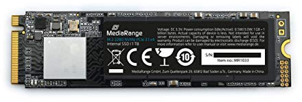 MediaRange: M.2 2280 NVMe SSD 1TB, PCIe 3.1 x4 20 Gbit/s | TLC NAND | TRIM & S.M.A.R.T. | für PC & Notebook