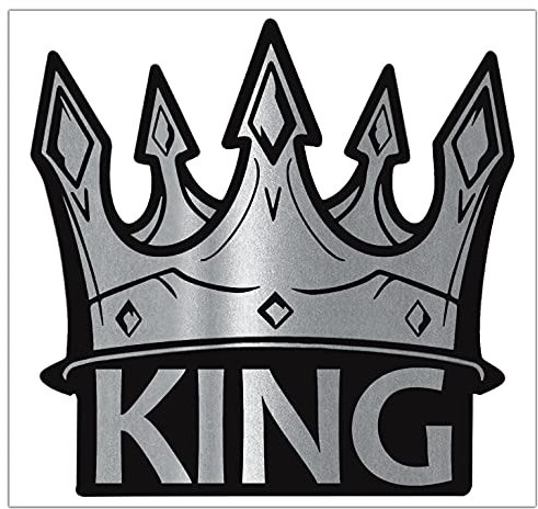 Biomar Labs® 1 x Aufkleber Autoaufkleber Sticker Silber Krone King Auto Motorrad Helm Fenster Laptop B 94