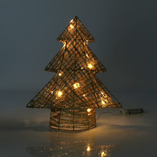 com-four® LED Deko Baum Weihnachten - Weihnachtsdekoration Tannenbaum mit LED und Timer - Aufsteller Weihnachtsbaum mit warm-weißem Licht (01 Stück - Baum - 32cm - Timer)