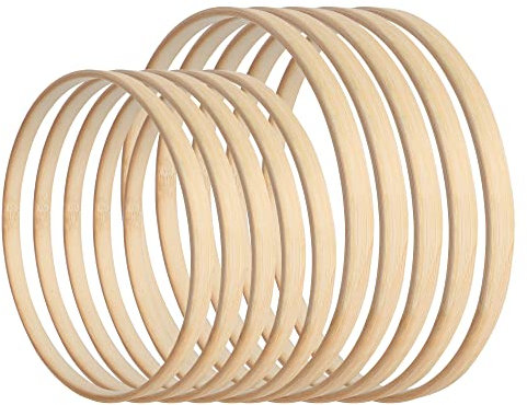 SOSMAR 10 Stück 2 Größen Holzringe zum Basteln - 25cm & 30cm Bambus Holz Ringe Hoops Set für Makramee/Traumfänger/Blumenkranz Türkranz/Wandbehang Fensterdeko DIY Set