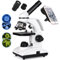 Tuword Microscopio(40-1000X) Optico Microscopios Biologico Monocular con Fuente De Luz LED Y Soporte para Teléfono Móvil
