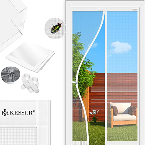 KESSER® Magnet Fliegengitter Tür Insektenschutz 100 x 220 cm Magnetvorhang Türvorhang Schutzgitter mit kinderleichter Inkl. Klebemontage für Balkontür Terrassentür Kellertür Montage Ohne Bohren