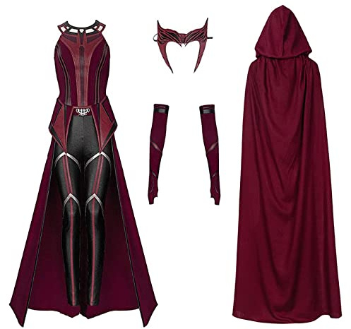 LOKI Helmet Wanda Maximoff Kostüm Erwachsene Cosplay Bodysuit Halloween Scarlet Wanda Hexe Jumpsuit Kostüm Outfit