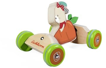Eichhorn - Schiebefahrzeug Karottenflitzer mit Maus Motiv, 16cm lang, 100% FSC zertifiziertes Birkenholz, ab 1 Jahr