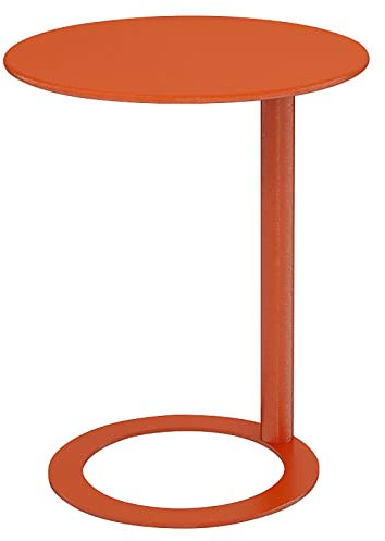 YSYJ Moderner kreativer Couchtisch Metall Multifunktioneller Kleiner runder Beistelltisch Praktischer einfacher Tisch C-förmiger Beistelltisch für Sofa Seite(48x69cm, Orange)