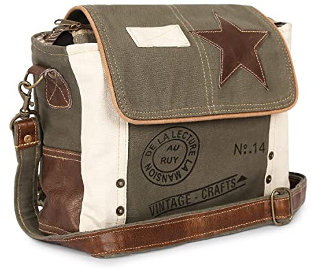 vintage crafts Leather Star Shoulder Bag adjustable leather handle leather trim and star accent for Women Office Laptop Bag, Grey