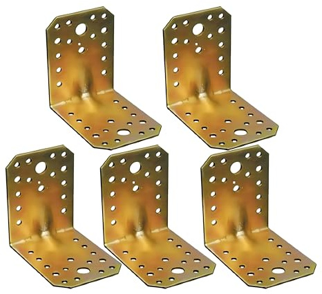 Placa angular acanalada para vigas - Escuadra de unión angular - Soporte para vigas - Placa de fijación - Soporte en ángulo para porchos, pérgolas (Tropicalizada, 90 x 100 x 100 mm)