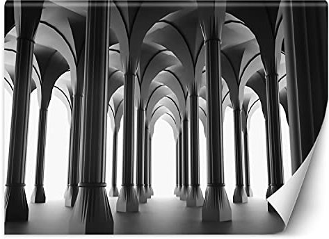 Feeby Premium Vinyl Fototapete Säulen Abstrakt 100x70 cm XXL Wandtapete Tapeten Wohnzimmer Schlafzimmer Jugendzimmer Büro Flur Hotel Spa Moderne Design Wand Dekoration 3D Effekt Illusion Grau